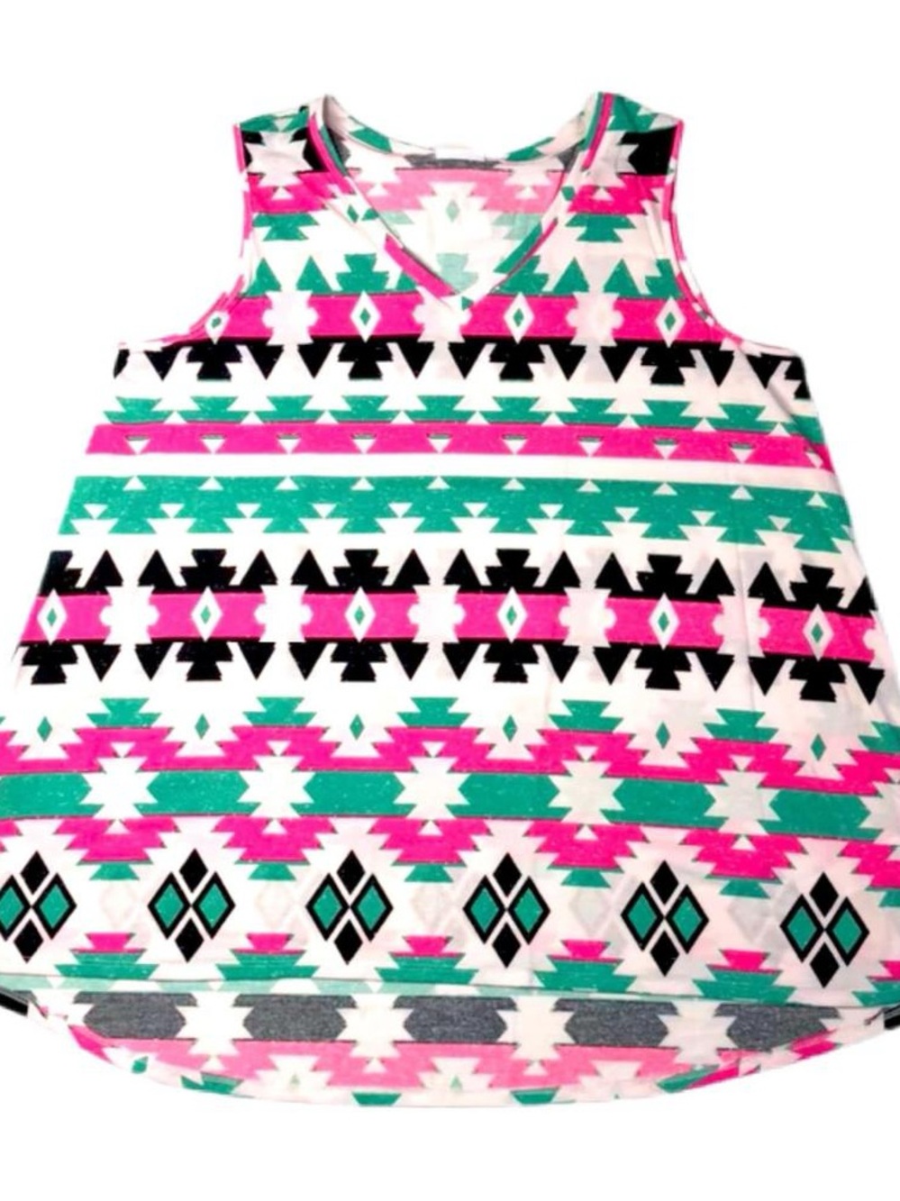 LuLaRoe Aztec Print Tank Top - Pink, Teal & Black